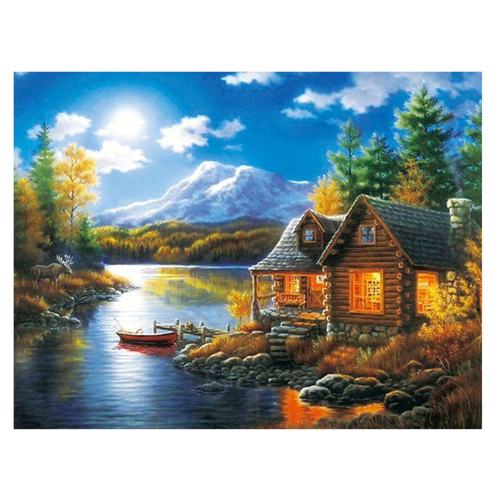 cukol cukol Cross Stitch Kits for Adults - 11CT Village Landscape Pre Printed Stamped Cross-Stitch Patterns, Advanced Beginners Embroidery Kit, 14x18 Inch DIY Crossstitch Crafts for Wall Decor — image 1