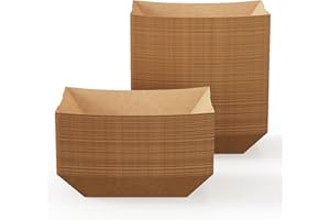 JOLLY CHEF 250 Pack 1/4 Lb Paper Food Trays, Mini Disposable Kraft Boat, Paper Food Serving Tray for Snack Dessert Taco Nacho