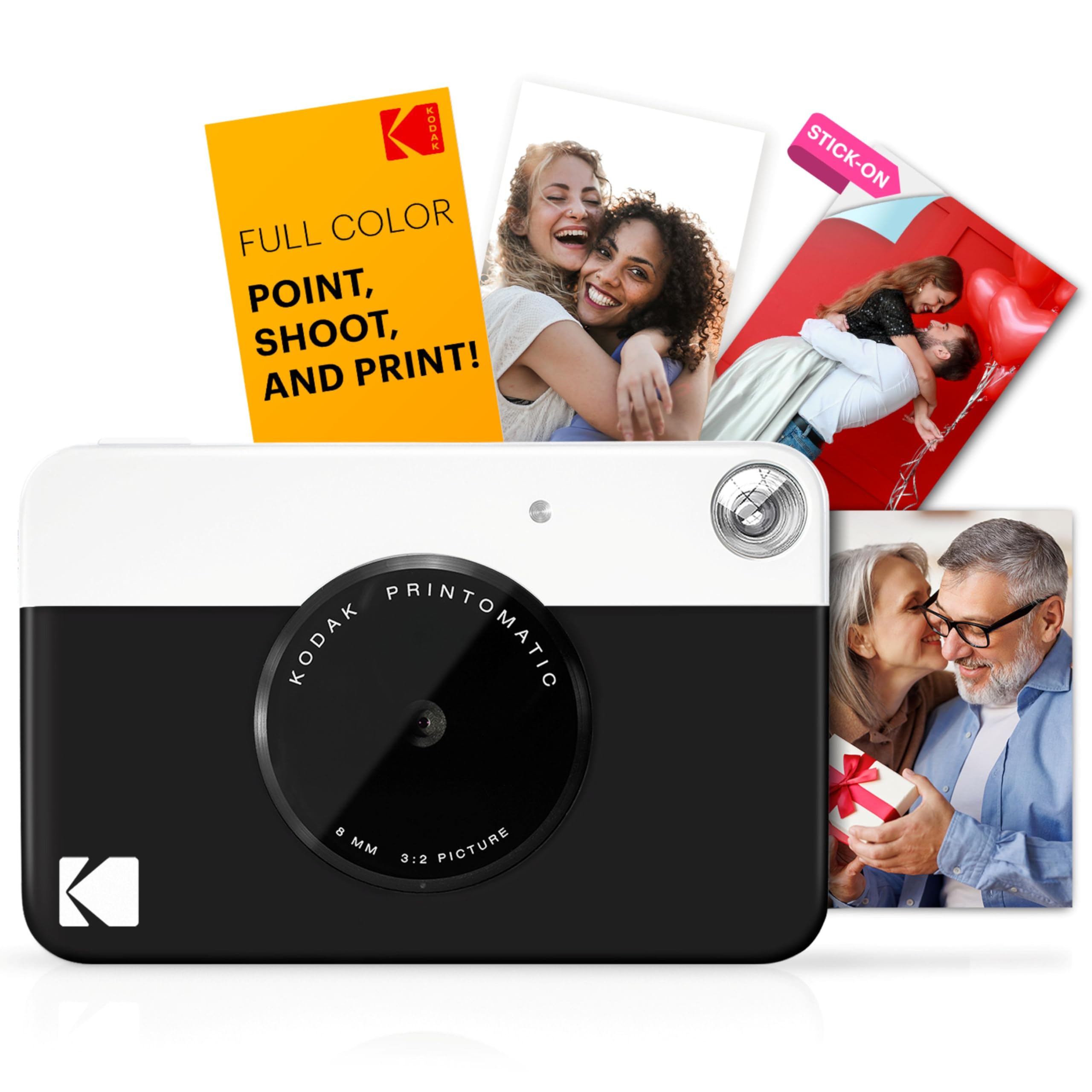 Cámara digital KODAK Printomatic de impresión instantánea a todo color - Fotos coloridas en papel fotográfico adhesivo Zink de 2x3 - 5MP, portátil, regalo divertido creativo para cumpleaños, Navidad, vacaciones - Negro