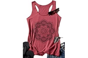 CHUNTIANRAN Womens Mandala Vintage Graphic Racerback Tank Tops Summer Casual Loose O-Neck Tanks Vest Vacation Classic-Fit Shirt Cami