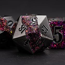 Metal DND Polyhedral Dice,Large Stripe Glitter