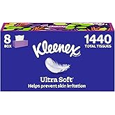 Kleenex Ultra Soft Facial Tissues, 8 Flat Boxes, 180 Tissues per Box