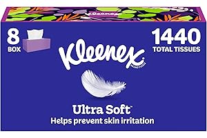 Kleenex Ultra Soft Facial Tissues, 8 Flat Boxes, 180 Tissues per Box, 3-Ply, Packaging May Vary