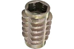 E-Z LOK Knife Threaded Insert for Soft Wood, Zinc Hex-Flush Thread Inserts 5/16-18 Internal Threads, 0.789" Length Pack of 50