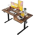 Agilestic Electric L-Shaped Standing Desk, 55 Inches Height Adjustable, Sit and Stand Up for Work Office Home, Ergonomic Rising Computer Table With Splice Board, Rustic Brown