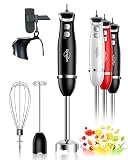 Sangcon Immersion Blender Handheld, 3-in-1 Hand Blender Electric, 400W Handheld Licuadora de mano, Stainless Steel Blade Stick Mixer with Whisk, Milk Frother Attachments - Black