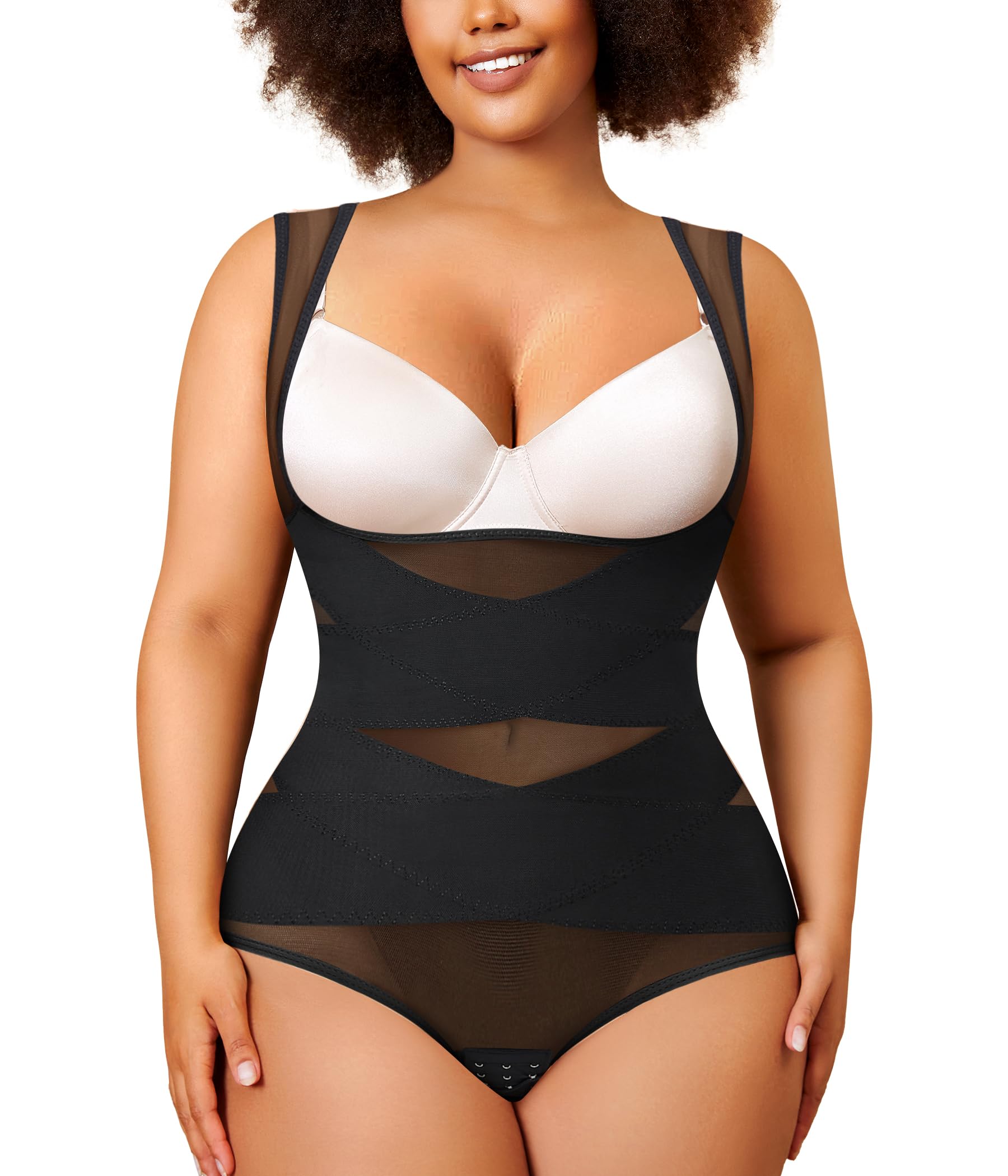 Photo 1 of Nebility Plus Size Shapewear Bodysuit for Women Tummy Control Body Shaper Seamless Faja Colombian Waist Trainer Girdle(Black Plus Size Plus Size,2X)