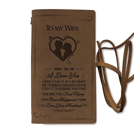 Personalized Journal Genuine Leather Travel Notebook Engraved Refillable Writing Notepads Personal Best Christmas Day Birthday Gift To My Wife To