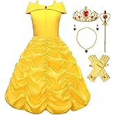 Avady Princess Dress for Girls Halloween Cosplay Costumes Birthday Party Dress Up Clothes Yellow