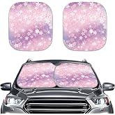 Finagallathe Pink Groovy Flower Car Windshield Sun Shade 2 Piece Foldable Car Sun Shade Windshield Cover Sunshade Blocks UV Rays Sun Visor Protector Automotive Interior Sun Protection Accessories