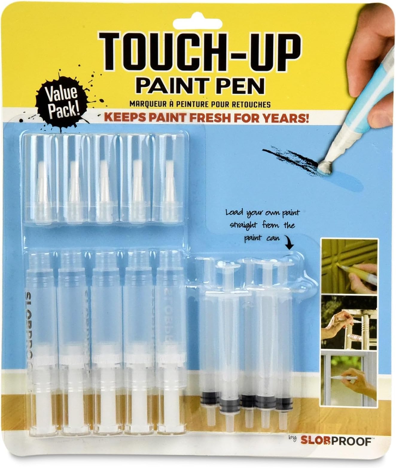 Slobproof Touch Up Paint Pen Refillable Paint Brush Pens 5 in 1 Pack