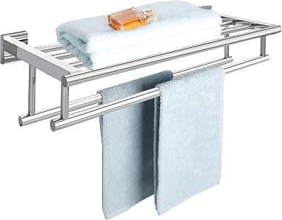 Sayayo 24-Inch Chrome Towel Rail Wall Mounted SUS304 Stainless Steel EGZ8000-C