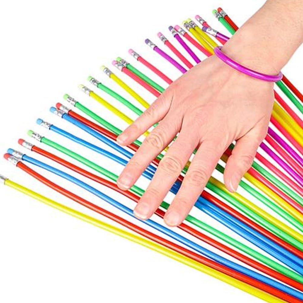 ArtCreativity 13 Inch Flexible Bendy Pencils for Kids - 12 Pack - Fun and Functional Long Bendable Writing Pencils - Birthday Party Favor, Goodie Bag Fillers, Classroom Gifts, Back to School Supplies: Office Products