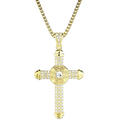 Herren Kreuz Kette Gold Edelstahl Halskette Anhänger Königskette Schmuck Dwayne Johnson The Rock