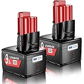 2Pack Upgraded 9.0Ah Replacement for Milwaukee M12 Battery 12V Lithium Ion Battery with LCD Display Compatible with 48-11-2401 48-11-2412 48-11-2411 48-11-2420 48-11-2410 all M12 Cordless Power Tools