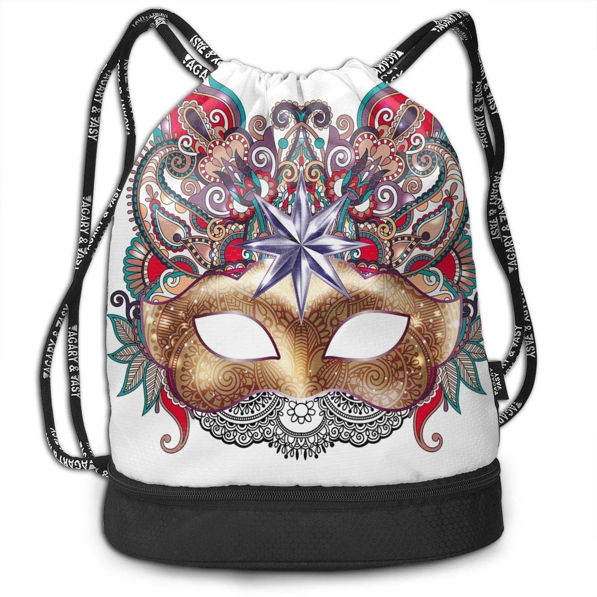 RAINNY Venetian Carnival Mask Silhouette Fitness Drawstring Bag ...