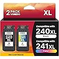 PG-240 XL/CL-241 XL Ink Cartridges, Black/Tri-Color 2 Pack Replacement for 240xl 241xl PG-240XL CL-241XL for PIXMA MG3620, TS