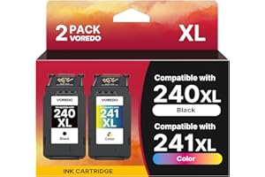 PG-240 XL/CL-241 XL Ink Cartridges, Black/Tri-Color 2 Pack Replacement for 240xl 241xl PG-240XL CL-241XL for PIXMA MG3620, TS