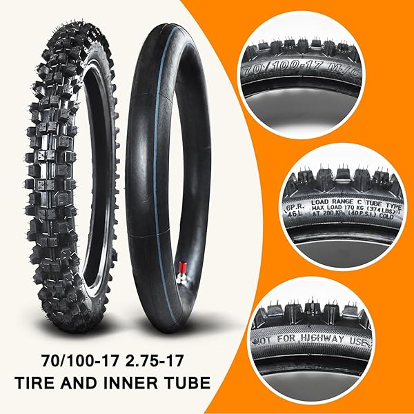 HOLATO REAR 90/100-14 3.00-14 FRONT 70/100-17 2.75-17 TIRE AND INNER TUBE FOR 110CC 125CC KLX125 KLX140 KX85 TTR125 RM80 TAOTAO DB17 APOLLO RFZX18 COOLSTER DIRT PIT BIKE OFF ROAD MOTOCROSS HEAVY DUTY