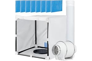 Airbrush Booth, Siebwin Hobby Airbrush Paint Spray Booth Kit with Powerful Duct Fans, Turntable and Filter Hose for Model Craft Nail Toy Part 16.5 * 16.5 * 16.5 inch