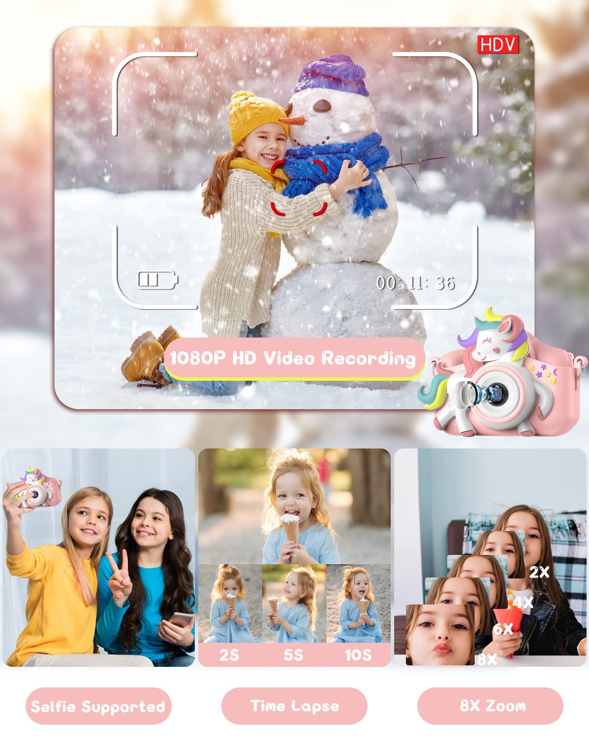 Kids Camera Kids Instant Camera for 3-8 Years Old Toddlers Childrens Boys Girls