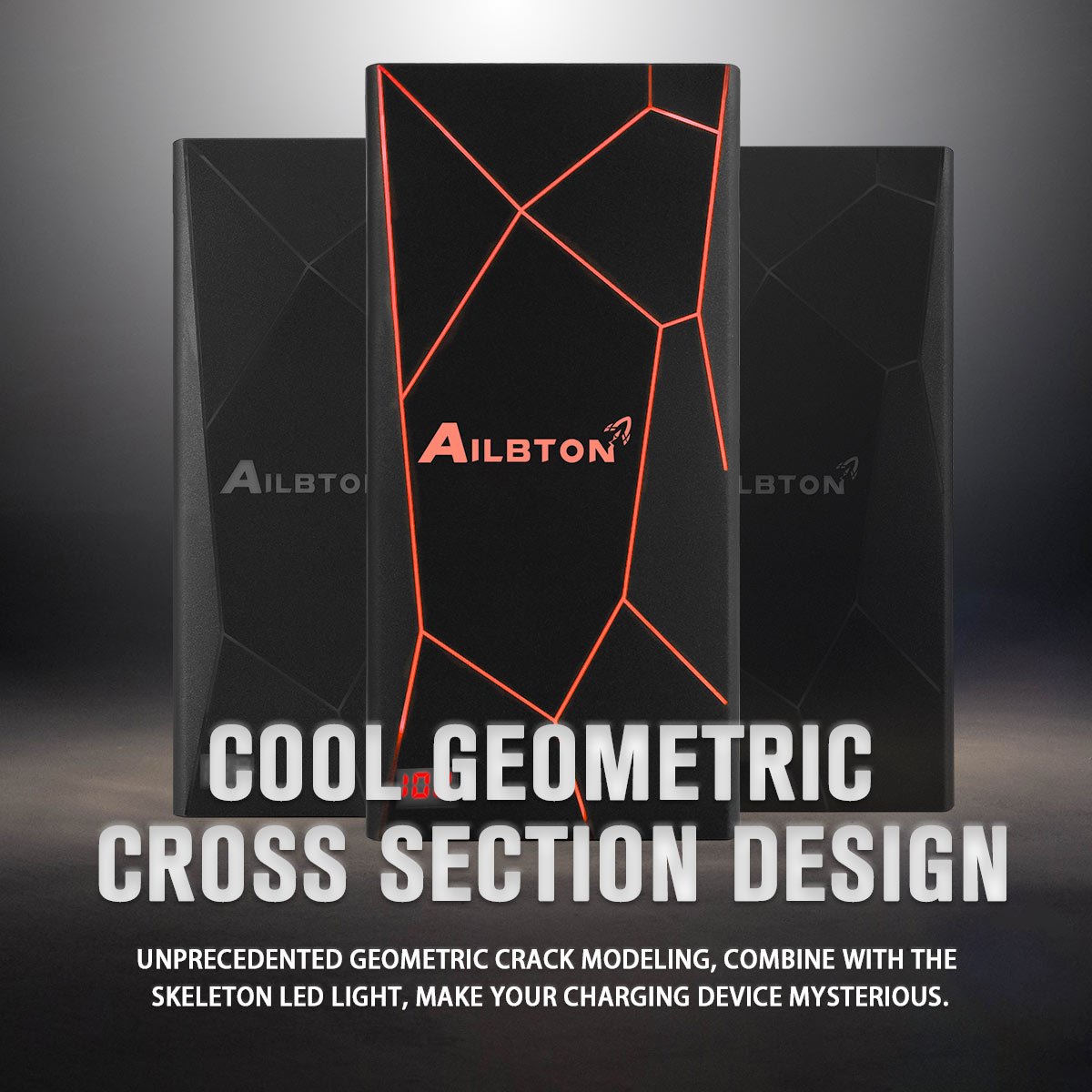 Portable Charger Ailbton Power Bank 8000mAh Capacity with Smart Digital Display Unique External Battery Pack with Cool Decor LED Color Light Fast Charging for iPhone Samsung Galaxy,Pads and More, Red