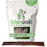 Nature Gnaws Beef Gullet Chews for Large Dogs 9-10" (20 Count) - Natural Beef Jerky Stick Dog Chew Treats - Rawhide Free