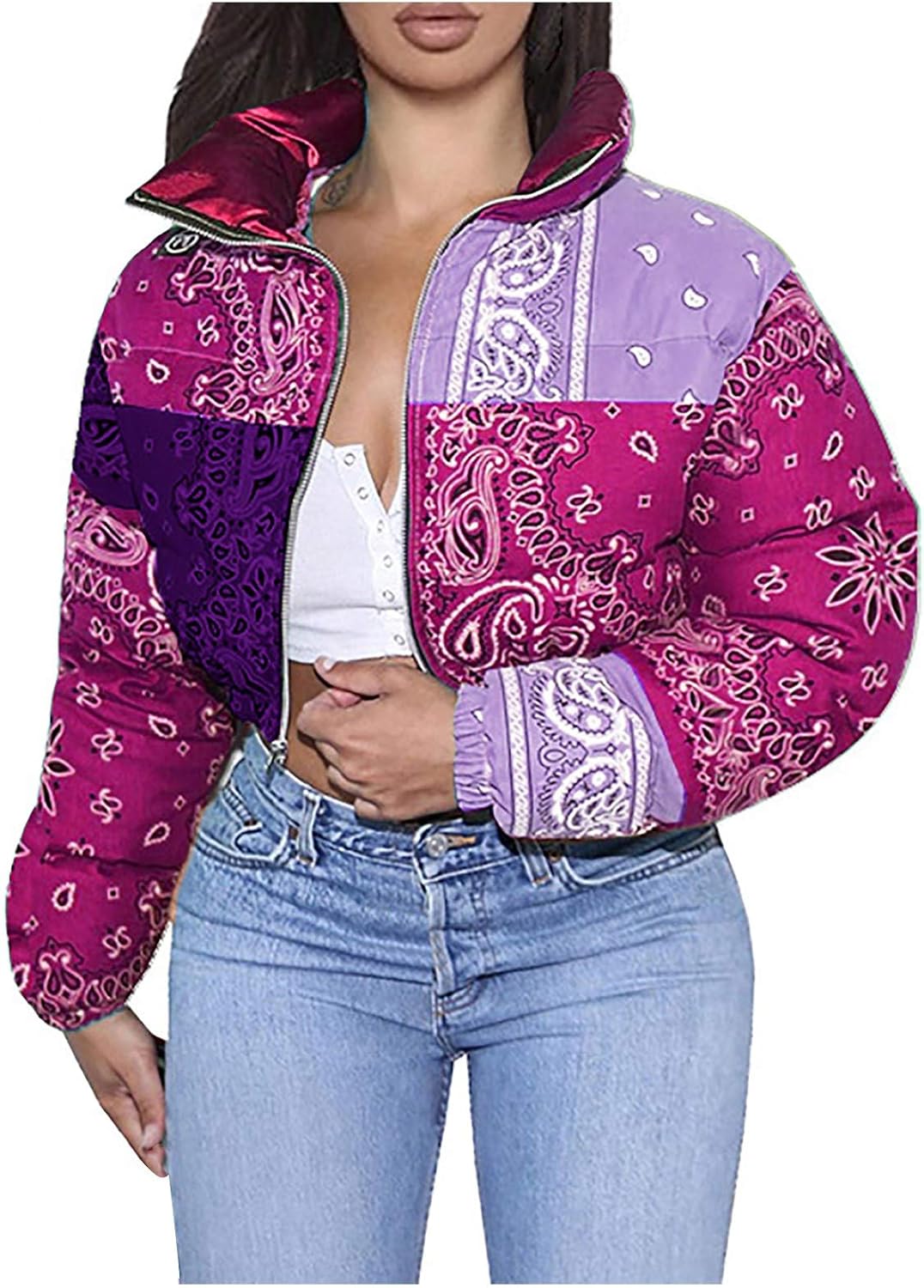 threadbare cropped puffer jacket