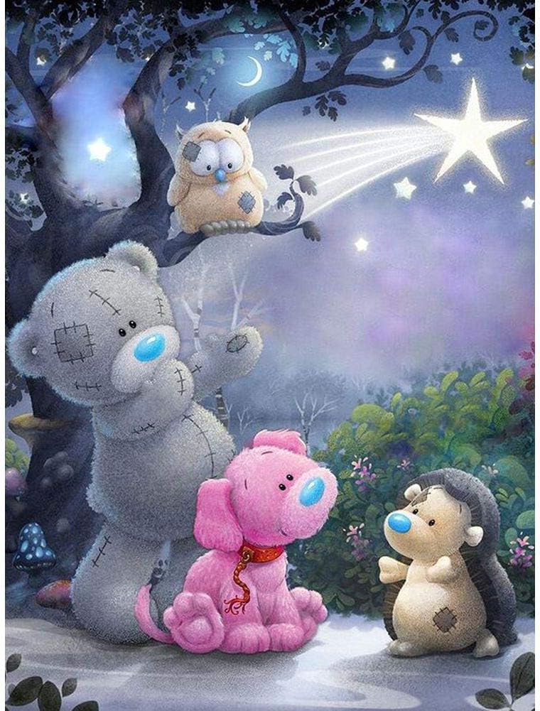 Greatmin DIY 5D Diamond Painting, Crystal Rhinestone Embroidery Pictures Arts Craft for Home Wall Decor Patch Bear Under the Moon 11.8x15.7inch