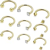Cisyozi 16G Septum Rings Internally Threaded 316L Surgical Steel Septum Jewelry Lip Rings Hoop Labret Jewelry Snake Bite Piercing Jewelry Horseshoe Earrings Daith Piercing Jewelry for Women Men