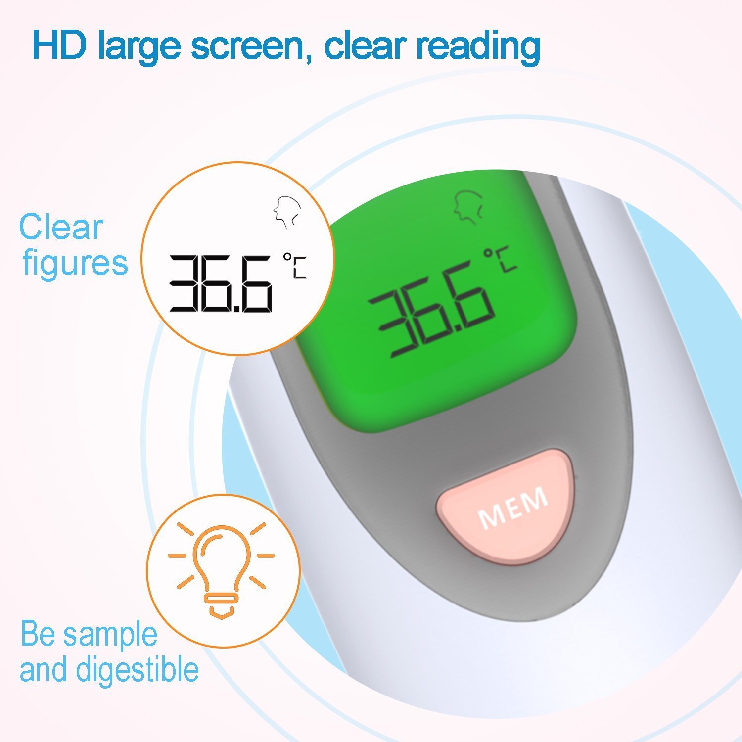 Termómetro digital Bebé hanmir termómetro de frente y oídos infrarrojo médico 2 modos para Bebes Aultos (Bateria incluida)