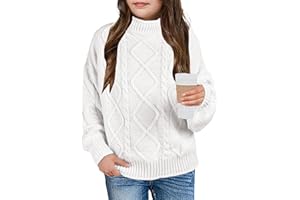 XUBA Girls Sweater Pullover Cable Knit Long Sleeve Turtleneck Chunky Warm Top