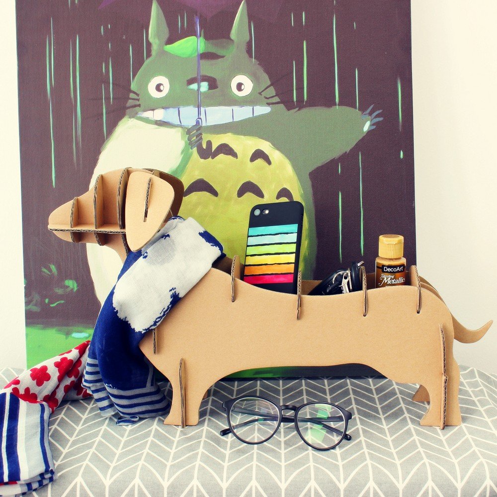 I\'m Charmer Store Your Things in This Simple Cardboard Dachshund Shelving