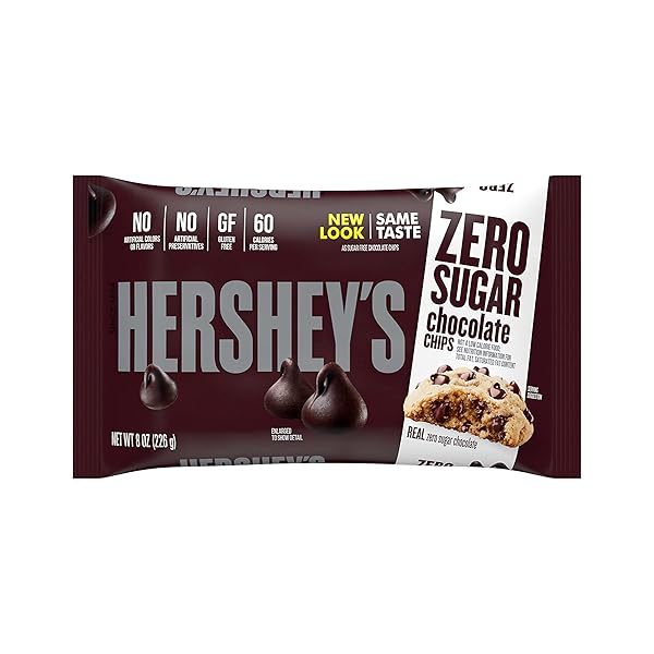 HERSHEY’S ZERO SUGAR CHOCOLATE BAKING CHIPS BAG, 8 OZ