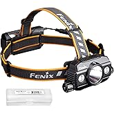 Fenix HP30R v2.0 Headlamp, 3000 Lumen Rechargeable Heavy-Duty with Spotlight & Floodlight, Detachable Power Pack and LumenTac Organizer, Black