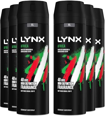 Lynx Africa Deodorant Body Spray 6 x 200ml Aluminium Free 48HR Protection