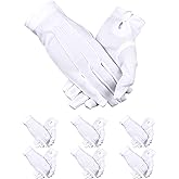 SATINIOR 12 Pairs White Black Parade Formal Uniform Gloves for Men Women Costume Gloves with Snap Cuff for Halloween Cosplay