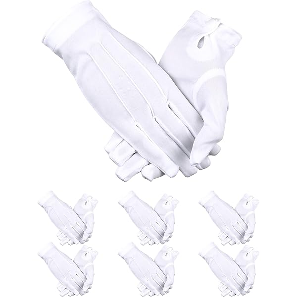Pack De 3 Pares De Guantes Blancos De Algodón Y Nailon Con Cierre De Botón – Unisex, Transpirables, Ideales Para Mayordomos, Policía, Esmoquin, Bodas Y Eventos Formales