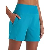 baleaf Women's 5" Swim Shorts High Waisted Quick Dry Swimming Bottom Boxer Liner Board Beach Shorts with Zipper Pockets