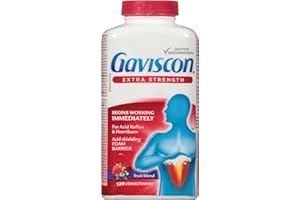 Gaviscon Extra Strength Tablets - 120 Count - Chewable Foaming Antacid Tablets for Day and Night Heartburn Relief, Acid Reflu