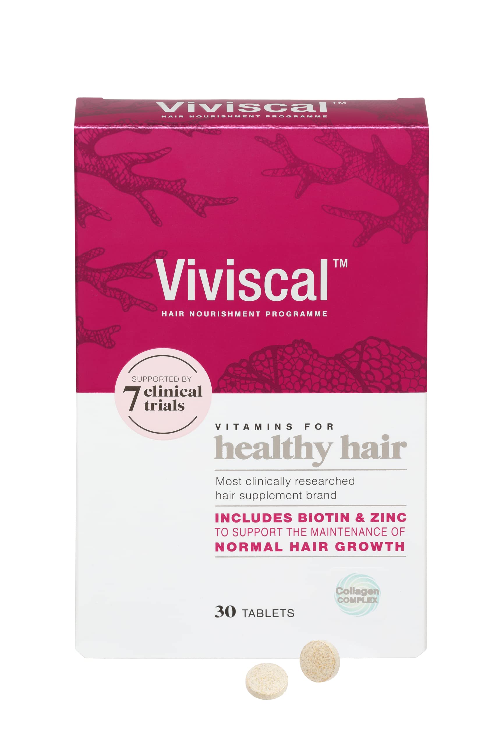 Viviscal Hair Supplement for Women, Biotin & Zinc Tablets, Natural Ingredients with Rich Marine Protein Complex AminoMar C, Contributes to Healthy Hair Growth, Pack of 30, 2 Week Supply