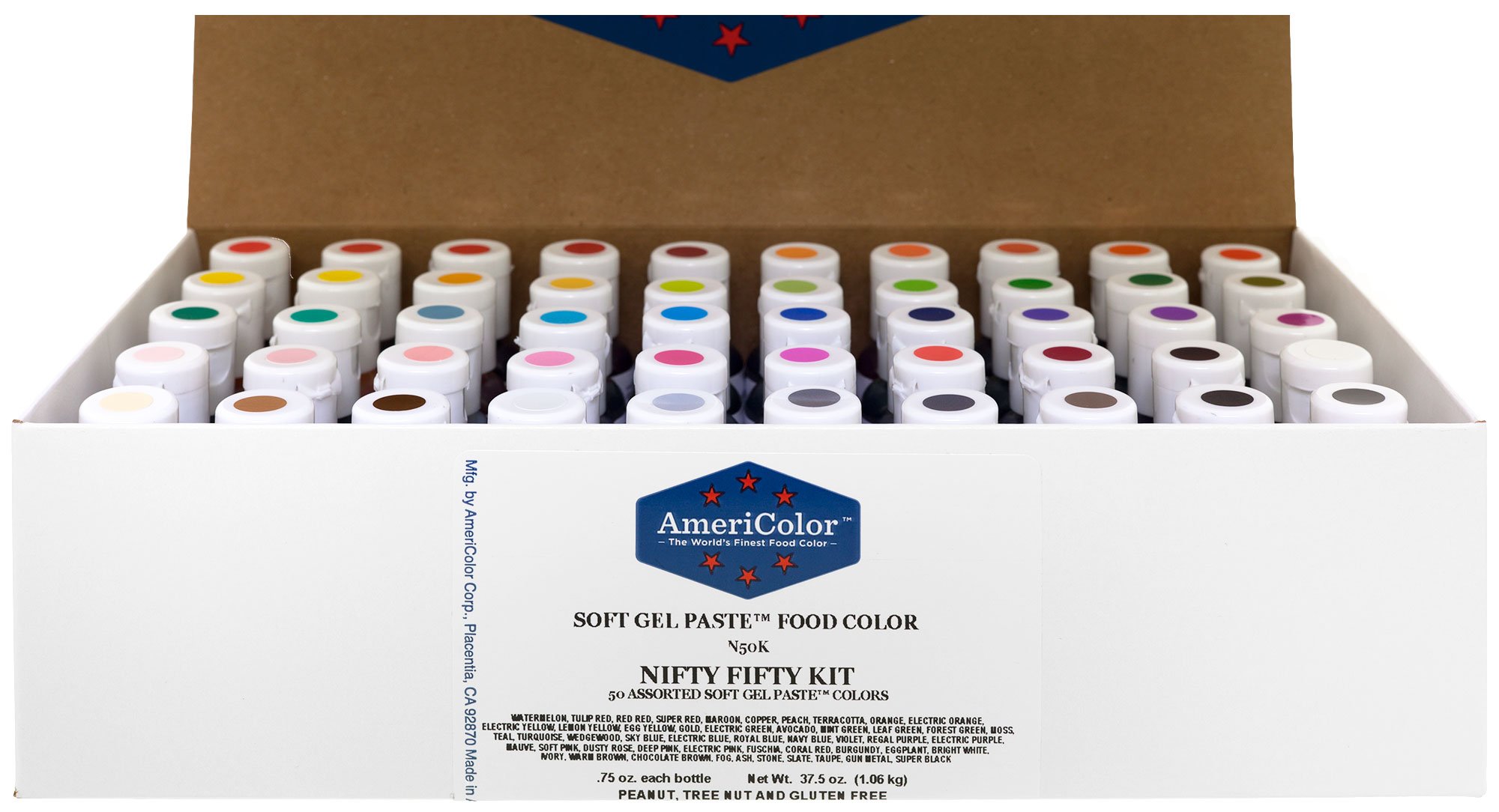 Food Coloring AmeriColor Nifty - Fifty Kit .75 Ounce Soft Gel Paste