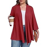 OLRIK Women's Plus Size 3/4 Sleeves Lightweight Cardigan 2026 Spring Open Front Shrugs