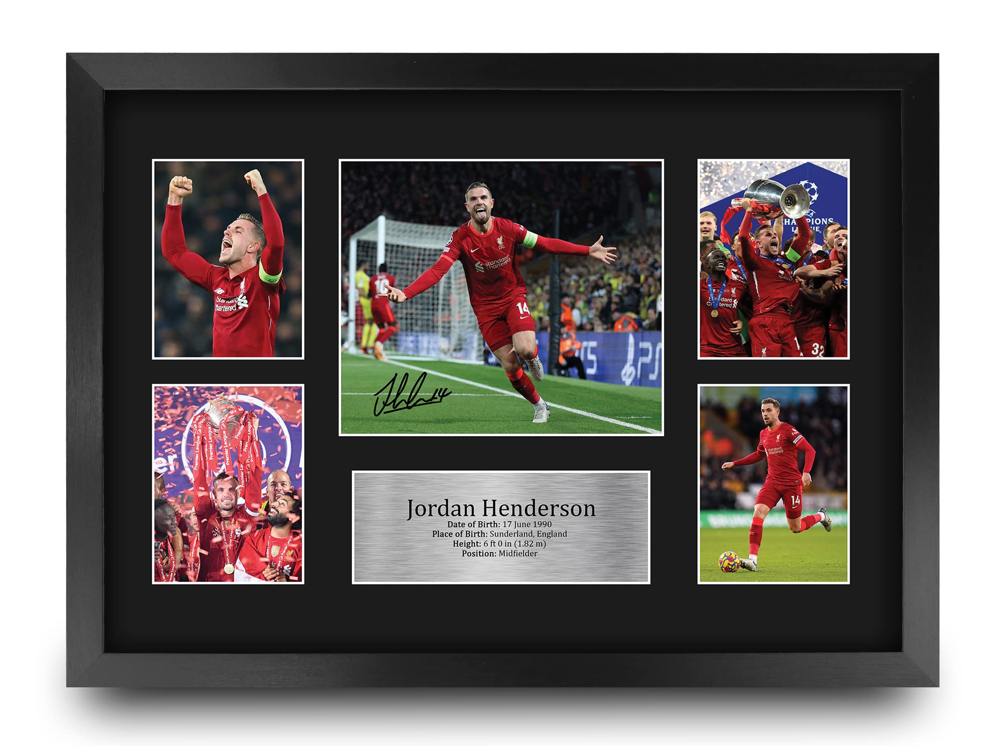 HWC Trading FR A3 Jordan Henderson Liverpool Printed Memorabilia Signed Autograph Photograph Display for Football Fans and Supporters - A3 Framed