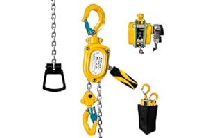 KITUYOTO Mini Lever Chain Hoist-1/2 Ton(1100lbs)5Ft, Manual Lever Bolck Chain Heavy Duty Puller, Mini Come Along Winch, Alloy Steel G80 Chain Ratchet with Safety Hooks|Portable for Garages, Building, Warehouse