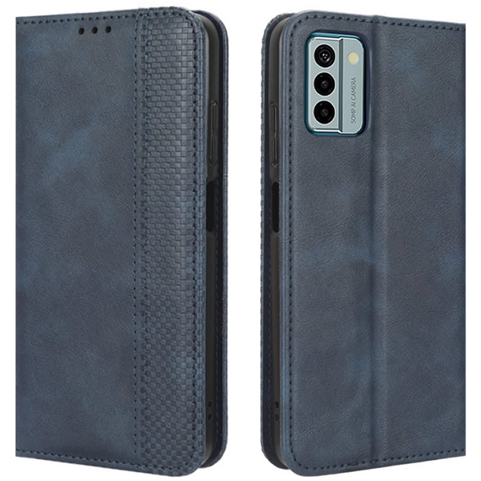 HualuBro Nokia G22 Case, Retro PU Leather Magnetic Full Body Shockproof Stand Flip Wallet Case Cover with Card Holder for Nokia G22 2023 Phone Case (Blue)