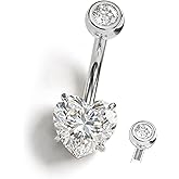 Jstyle G23 Titanium Dangle Belly Button Rings for Women 14G Internally Threaded Belly Ring Dangling Piercing Jewelry with Heart Butterfly CZ Hypoallergenic Navel Piercing Ring