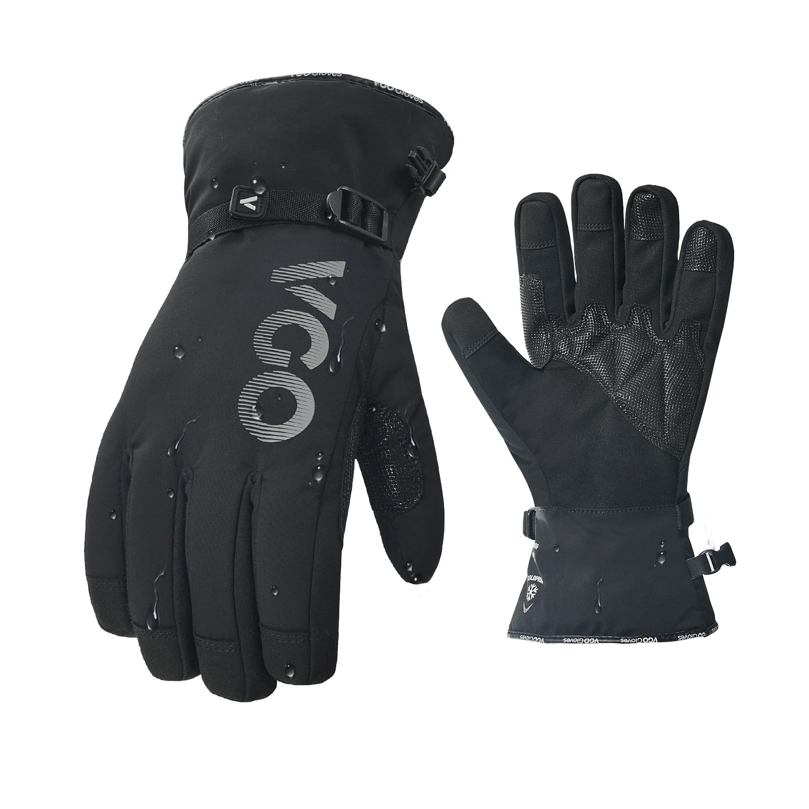 Vgo... Winter Waterproof Gloves Men Touchscreen, Utility Thermal Gloves for Working Scooter Freezer Walking Skiing Warehouse Multipurpose in Cold Weather, 1 pair
