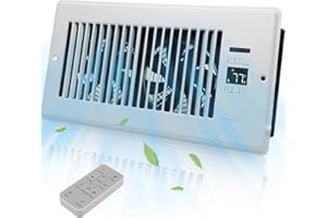 COZZIVITA 6''x12''Ultra-Quiet Register Booster Fan with High-precision Thermostat - AC Vent Fan Booster - Floor Vent Fan Booster to Fast Heating and Cooling Room, White