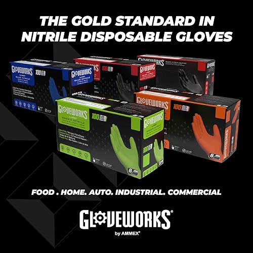 GLOVEWORKS HD Industrial Black Nitrile Gloves with Raised Diamond - Main Image